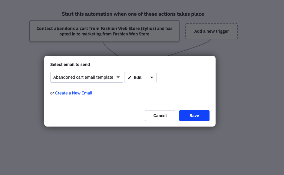 Select email template